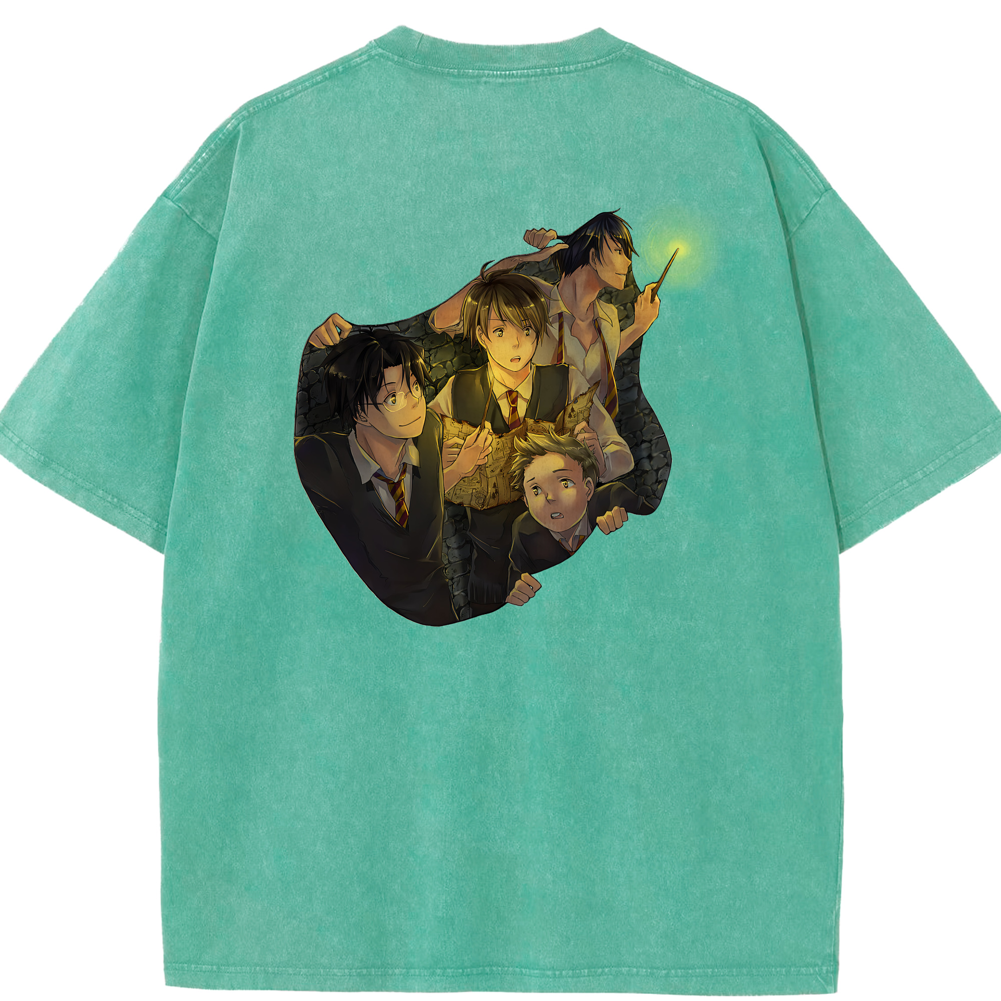 （画像用） Harry Potter ハリー・ポッターシリーズ 綿100% ヴィンテージ風 半袖Tシャツ（背面プリント）